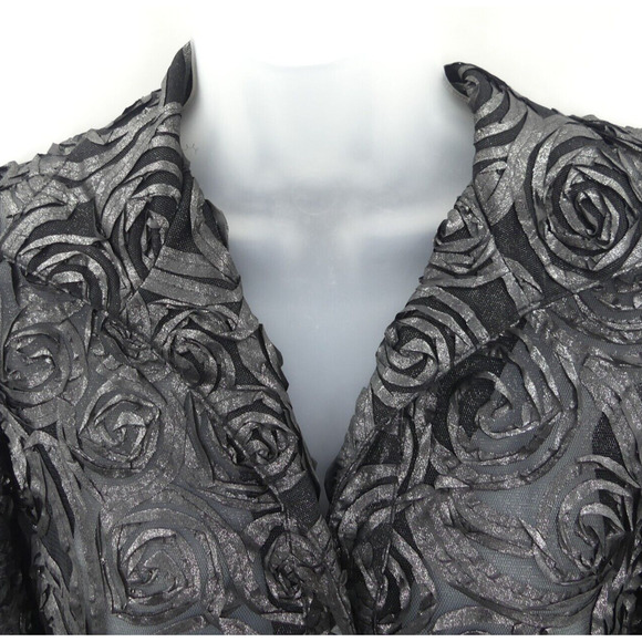 Carlisle Rose Applique Evening Jacket Size US 2 Black Elegant Floral Event Artsy - Picture 3 of 7